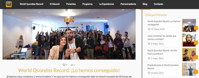 Ejemplo de blog para promocionar eventos (WQR)